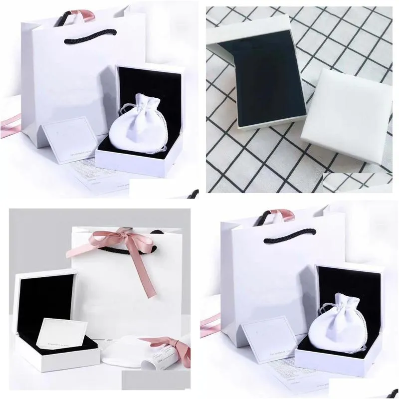  brand boxes white bracelet packaging fit original european charm bracelet ring fine jewelry gift box