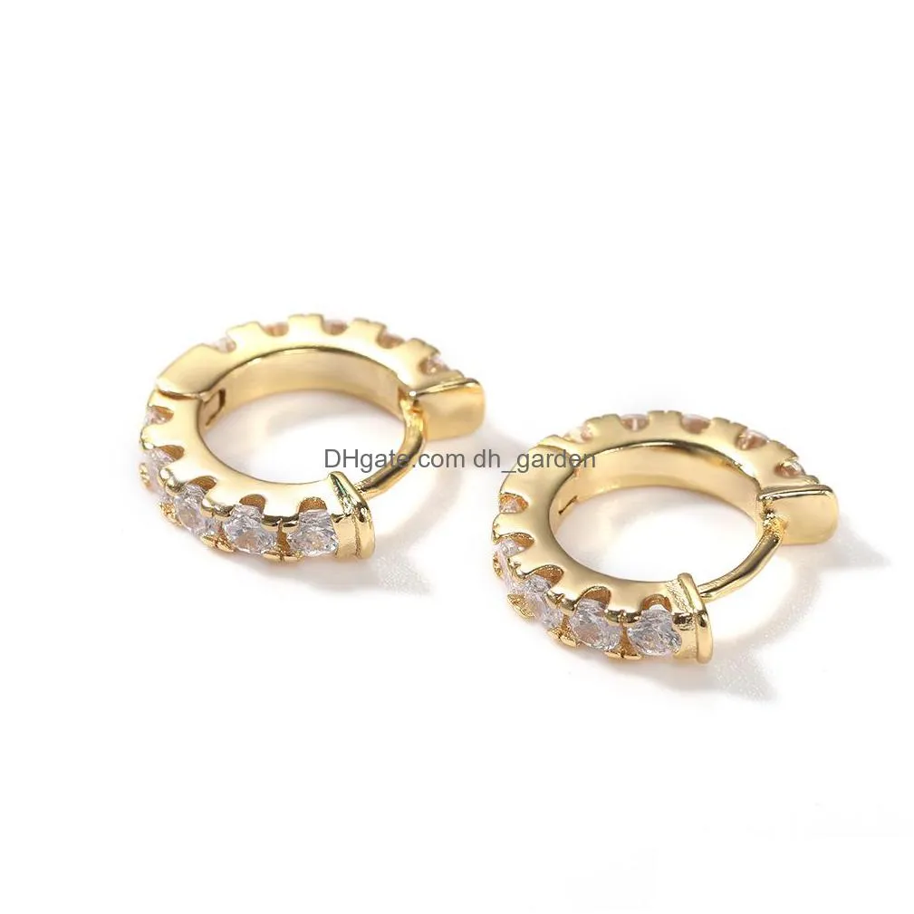 hip hop gold hoop earrings fashion mens womens silver iced out round earring jewelry