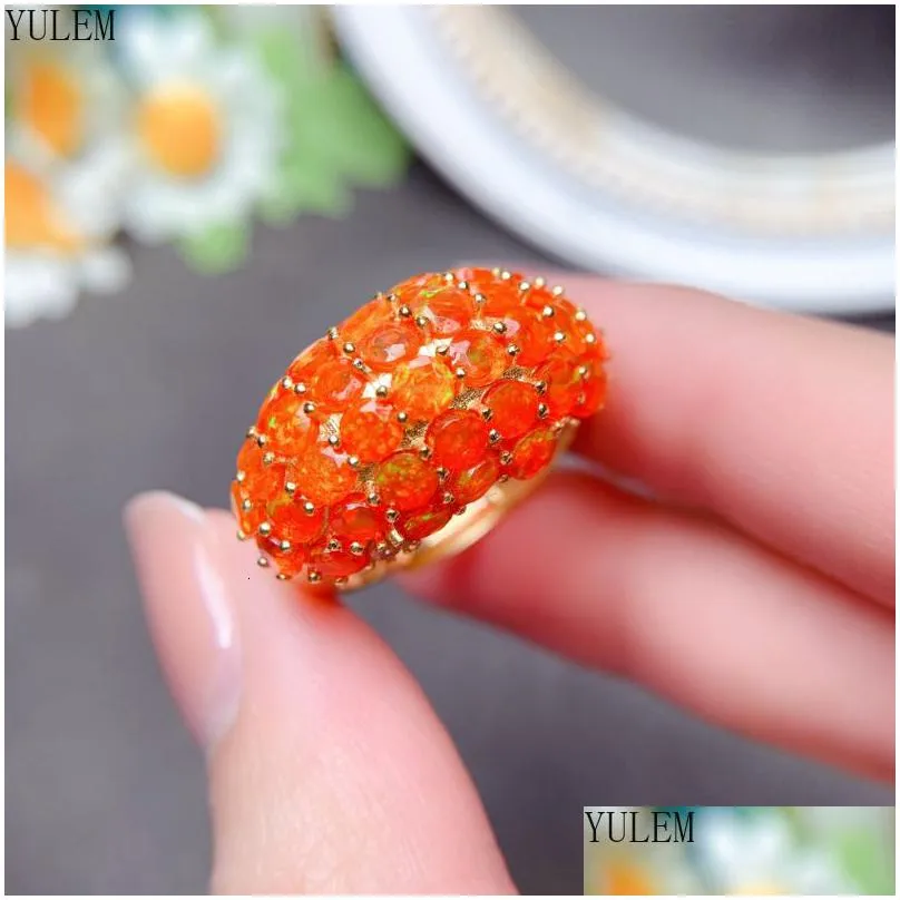 wedding rings yulem sterling silver set natural fire natural opal mexico rare orange women s anniversary promise 230506