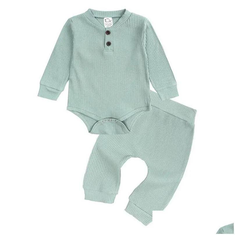 infant baby boys girls long sleeve rompers add pants spring autumn fashion clothing sets kids boy girl clothes suits 210521