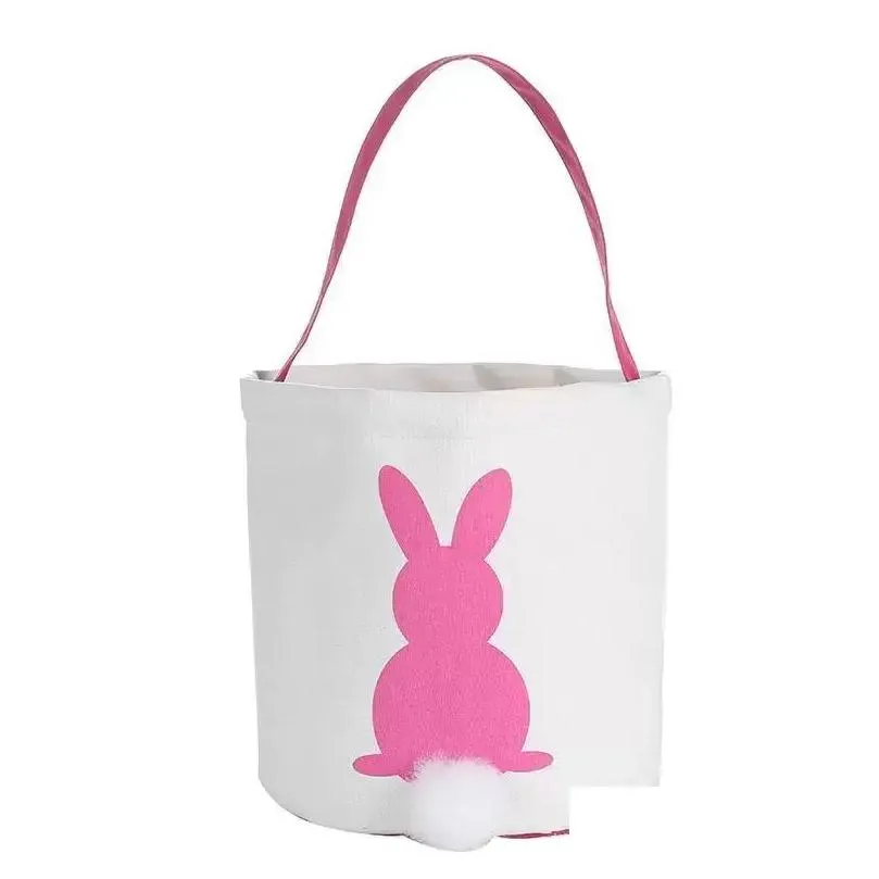dhl canvas easter basket bunny ears good quality easter bags for kids gift bucket cartoon rabbit carring eggs bag new