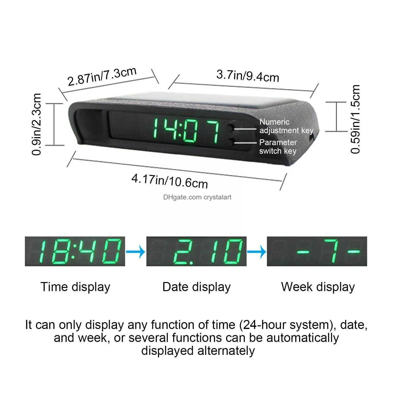 auto digital clock car clock internal stick-on digital solar solar watch power 24-hour decoration usb powered car electroni c8e8