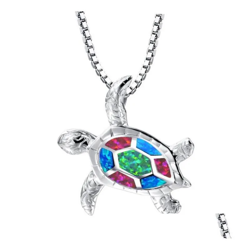 2020 newest factory directly sell best christmas holiday fashion alloy opal necklace for woman turtle necklace