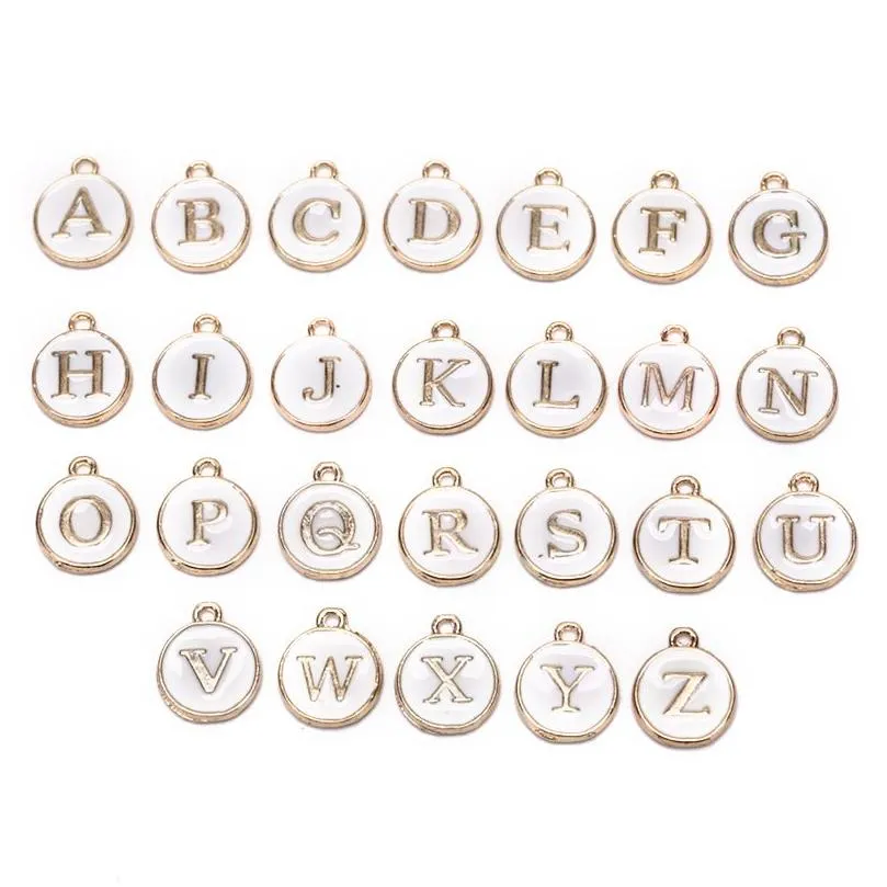 26pcs/lot 12x15mm arrival enamel a-z alphabet initial letter charms handmade pendant for diy bracelet jewelry making