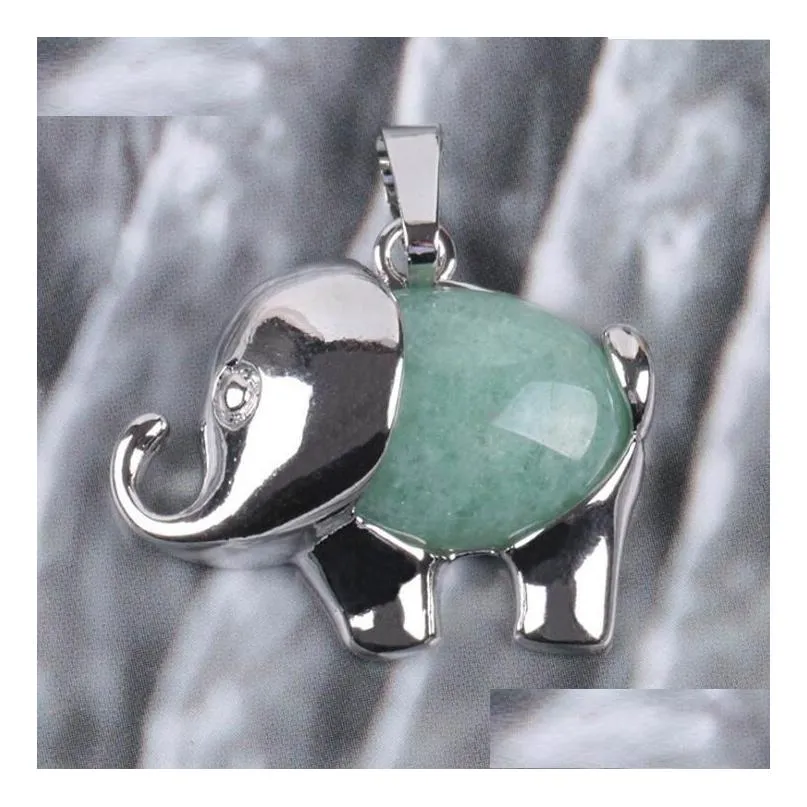 12 colors energy cute elephant pendants natural chalcedony jades gem stone for child jewelry chakra other fashion accessories