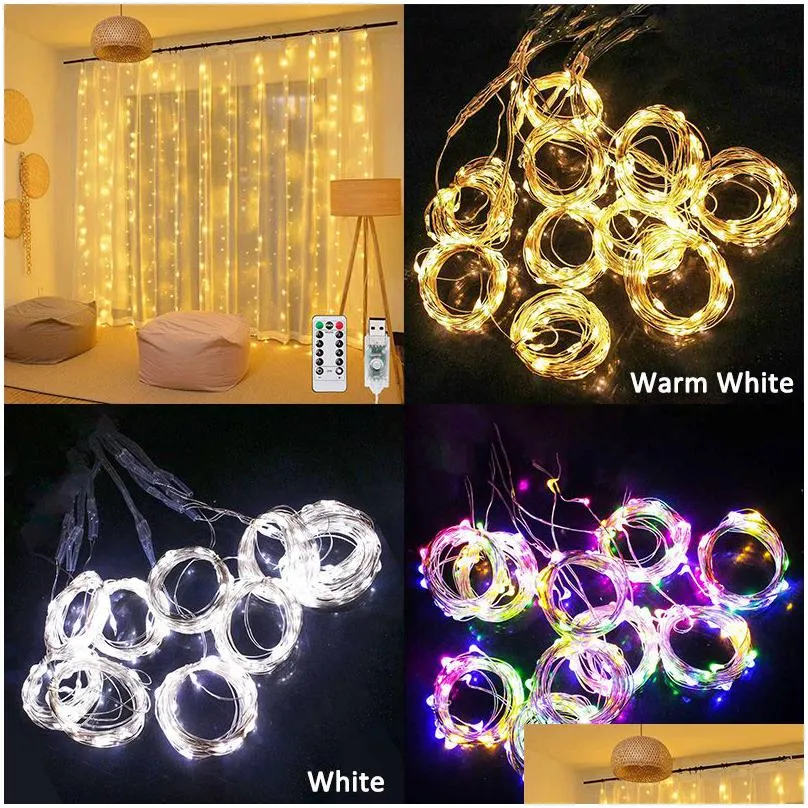  100 led curtain string light garland wedding party decorations table bachelorette birthday ramadan festoon background