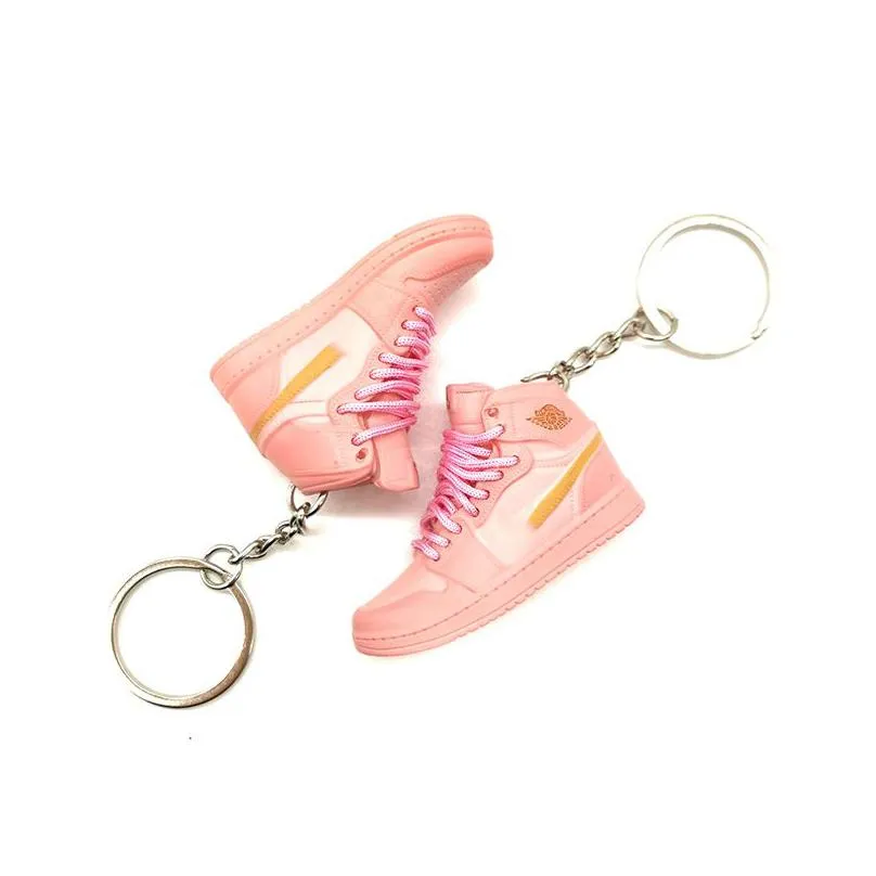 2pcs classic brand mini shoes keychains pvc sport shoe key chain cute basketball shoes keyring unisex children bag pendant