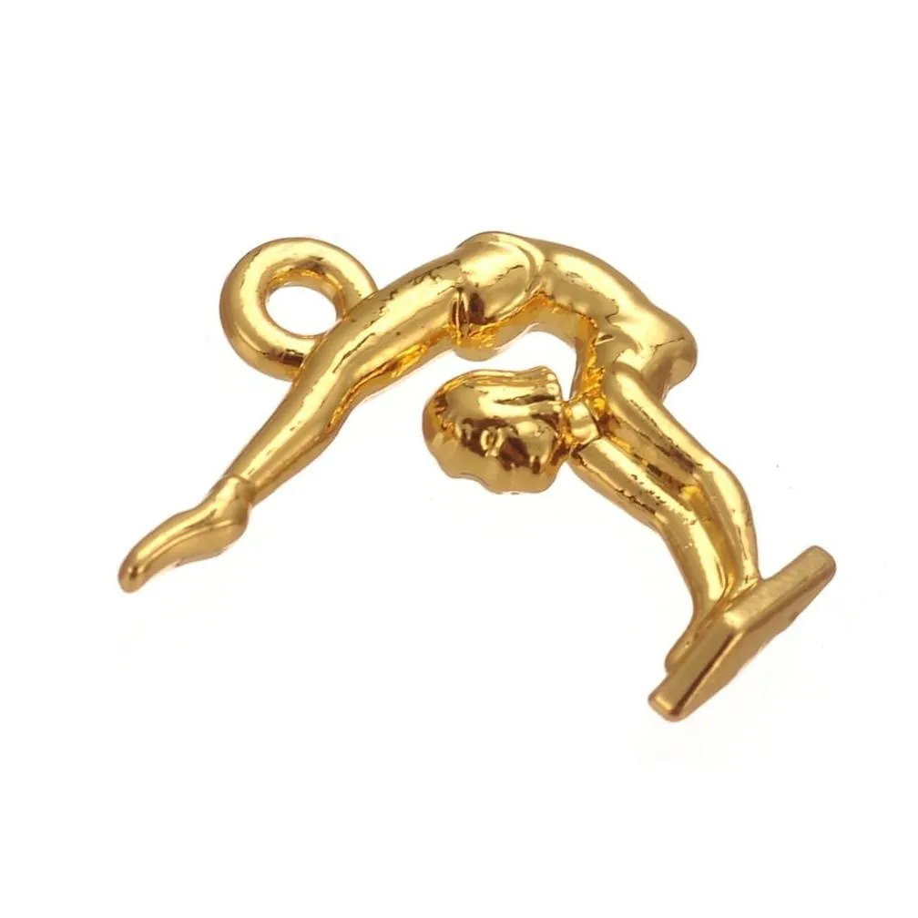  fashion easy to diy 30pcs alloy rhodium or gold plated gymnastics girl charms berloque jewelry making fit for necklace