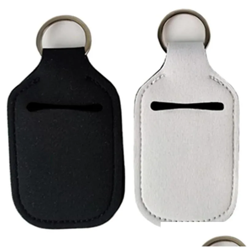 blank printing colors neoprene liquid soap bottle holder 30ml hand sanitizer bottle holder keychain free shipping lx2555