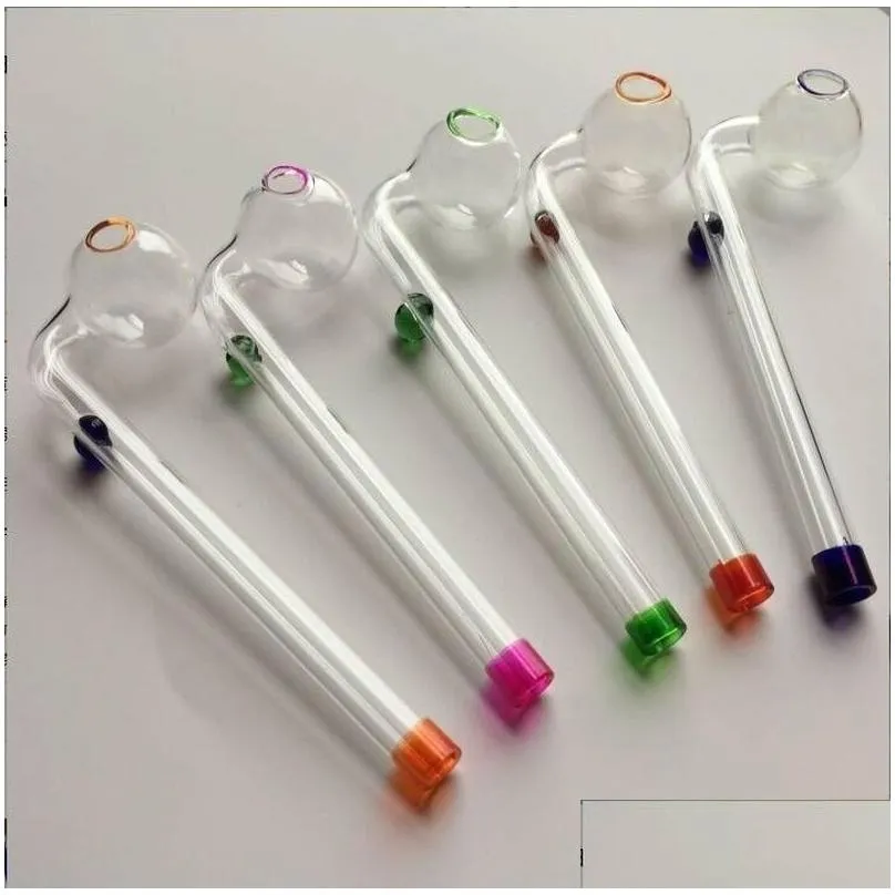 6.1 inch colorful glass pipe oil nail burning jumbo pipes 155mm thick transparent durable smoking tubes 15.5cm pyrex glass burner concentrate for