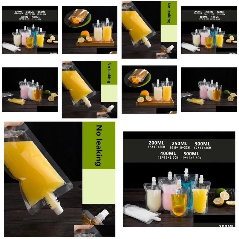 17OZ 500ML Stand-up Plastic Drink Packaging Bag Spout Pouch for Beverage Liquid Juice Milk Coffee 200-500ml