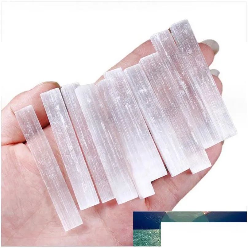10pcs Natural White Selenite Crystal Stick Chips Gypsum Quartz Rough Minerals Specimen Point Healing Stone