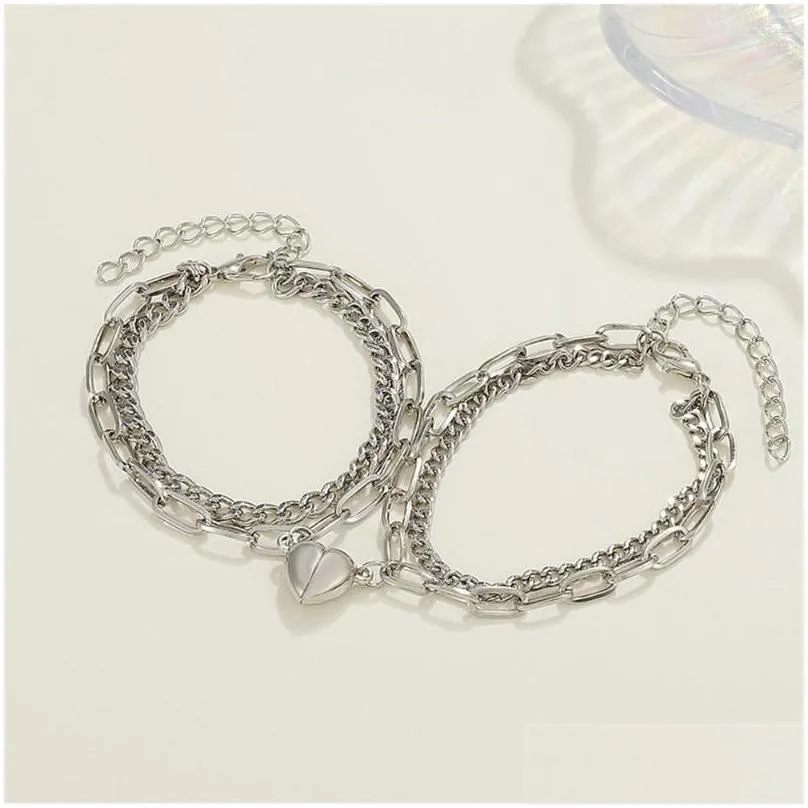 charm bracelets couple love magnetic bracelet for women fashion double layer splicing intertwine jewelry girlfriends gift 2023