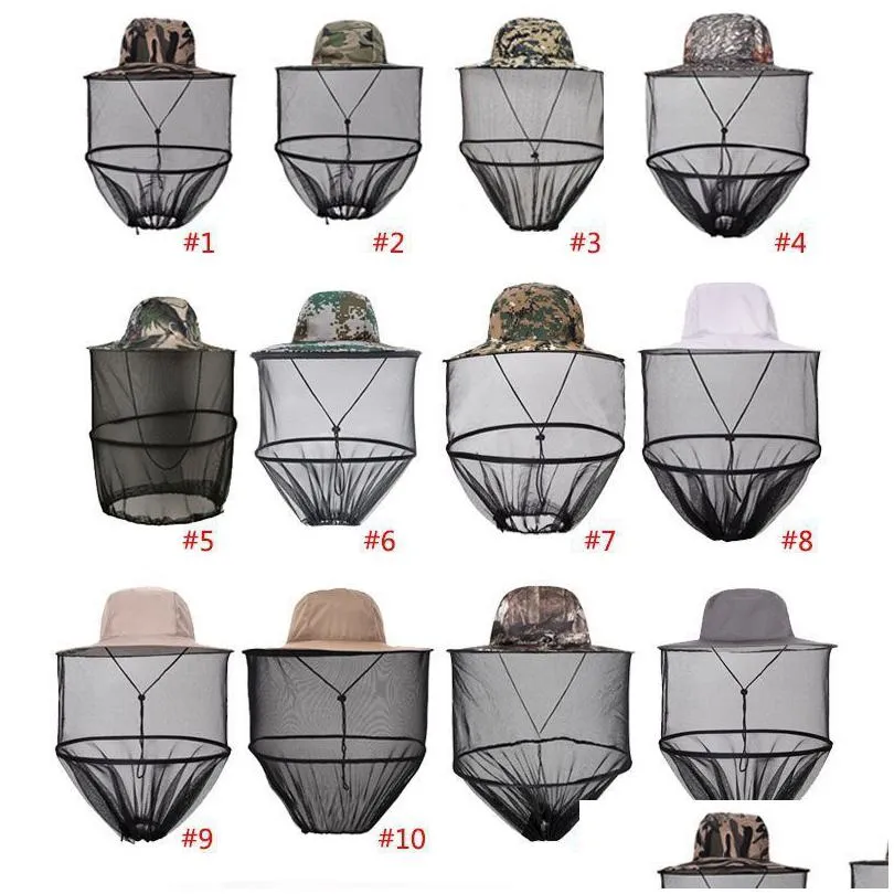 mosquito head net hat textile sun hat with netting outdoor hiking camping gardening adjustable wholesale fy3472