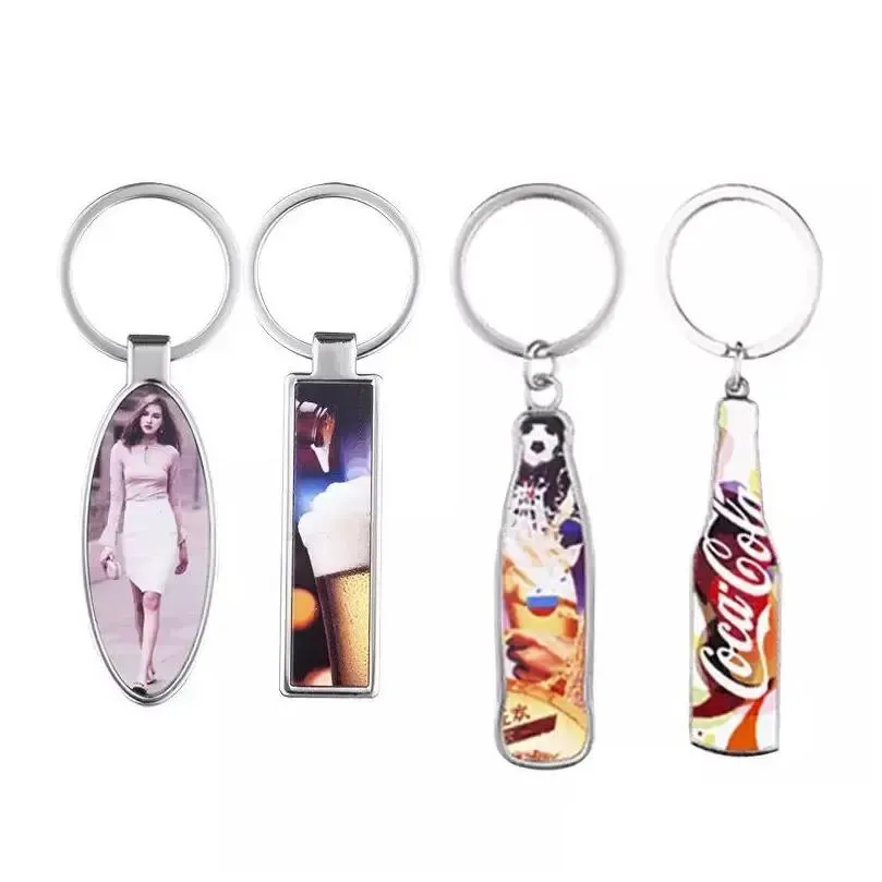 sublimation blank bottle opener favor metal oval-shaped keychain diy drink bottle shape corkscrew festival party supplies wholesale