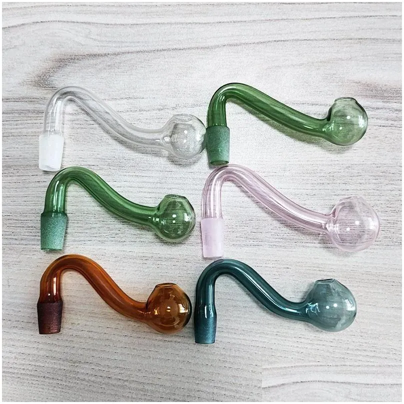 colorful 10mm male joint glass bowls pyrex glass oil burner pipe tobacco bent bowl hookah adapter thick bong pipes smoking shisha tube nail burning jumbo