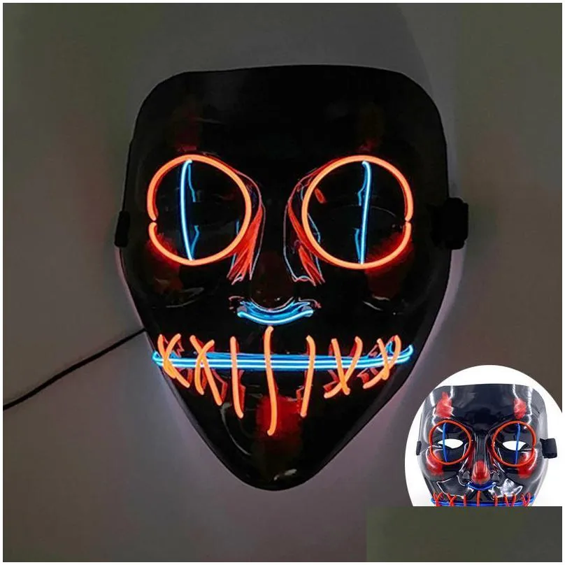 new demon slayer glowing el wire mask kimetsu no yaiba characters cosplay costume accessories japanese anime fox halloween led mask