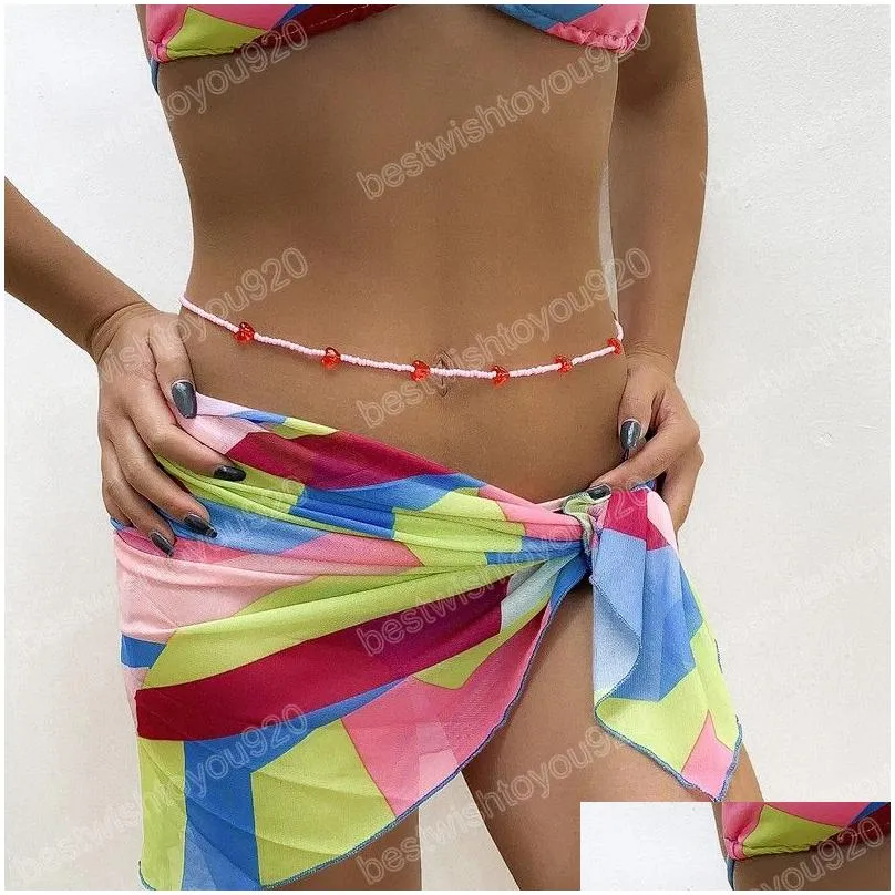 Fashion Summer Sweet pink love Beach Beaded Women`s Waist Chain Body Jewelry Sexy Bikini Belly Chain For Women Accessories