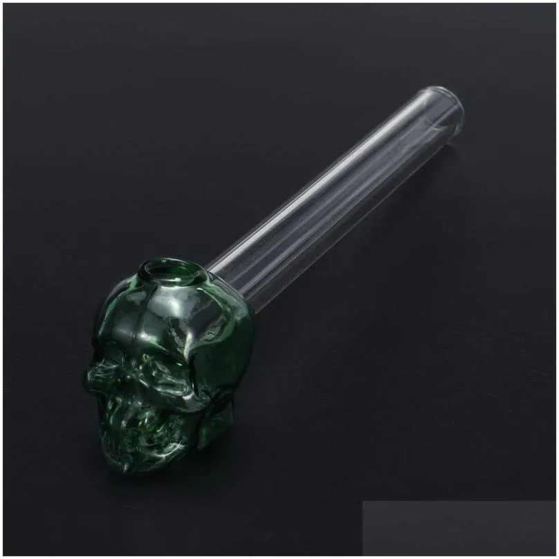 skull colorful glass oil burner pipes oil nail burning jumbo pipe 5.3 inch 105mm pyrex thick transparent durable handcraft smoking tubes for smokers