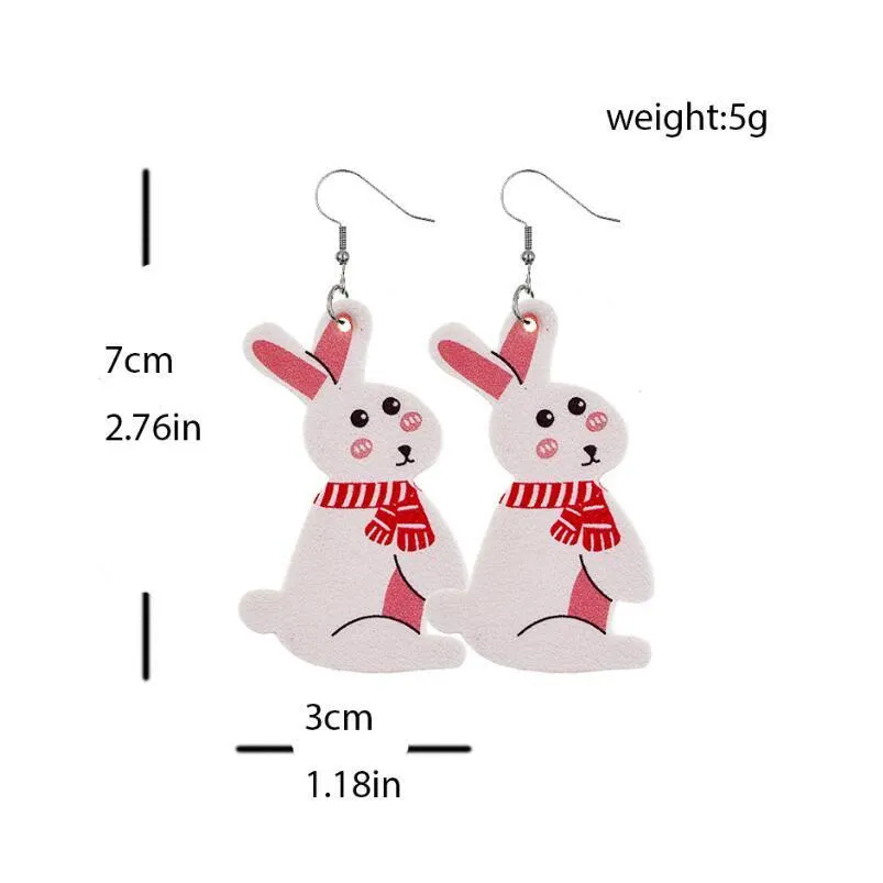 21 styles fashion easter pu leather rabbit earrings charm cute egg bunny pu earring spring party gift jewelry