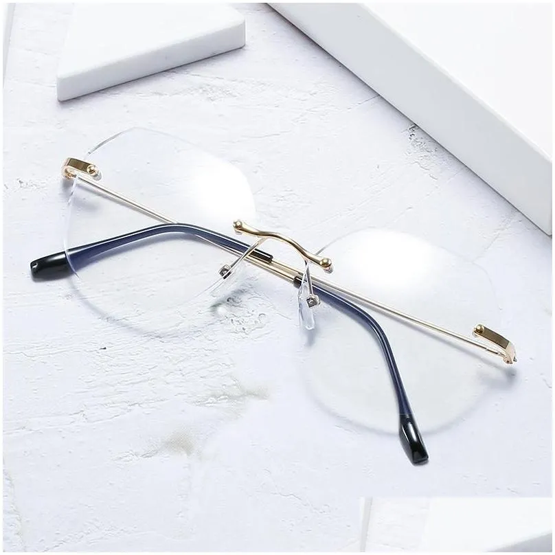 Fashion Sunglasses Frames Oulylan Metal Frame Transparent Glasses Men Women Blue Light Blocking Eyeglasses Rimless Eyewear Clear Lenses