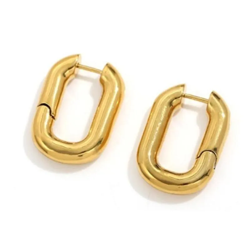 Hoop & Huggie Punk Irregular Stainless Steel Oval Earrings Gold Gift For Women 2021 Trends Accessories Jewelry Argollas Pendientes