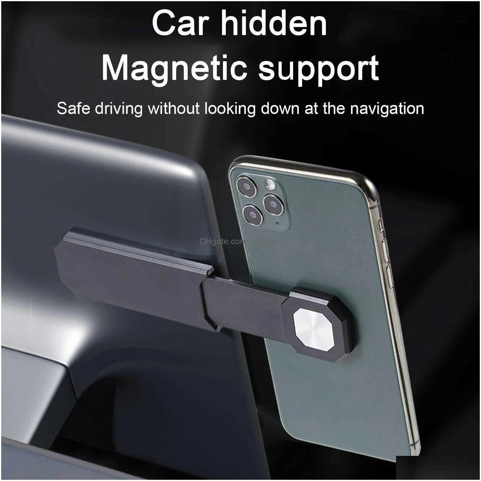 magnetic car phone holder navigation sticker stand for iphone 12 magnet gps car interior accessoires for tesla model 3 y x z6t7
