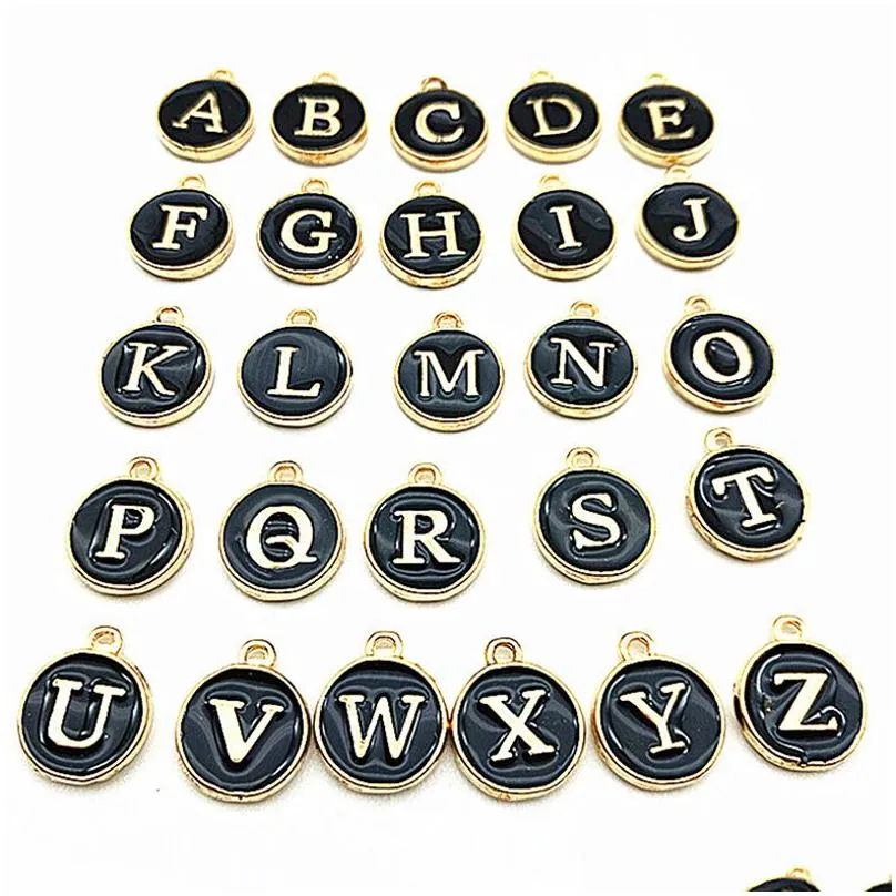 26pcs/lot 12x15mm arrival enamel a-z alphabet initial letter charms handmade pendant for diy bracelet jewelry making
