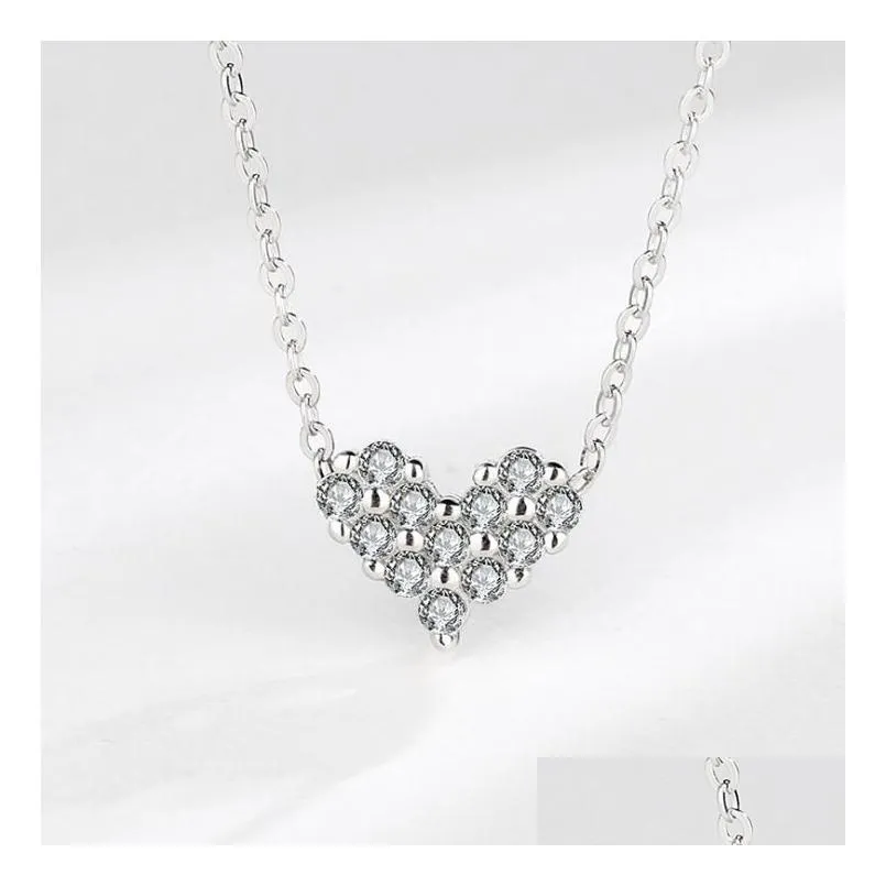 2 colors 925 silver women designers pendant necklaces crystal heart necklace anniversary gift fashion pendants jewelry