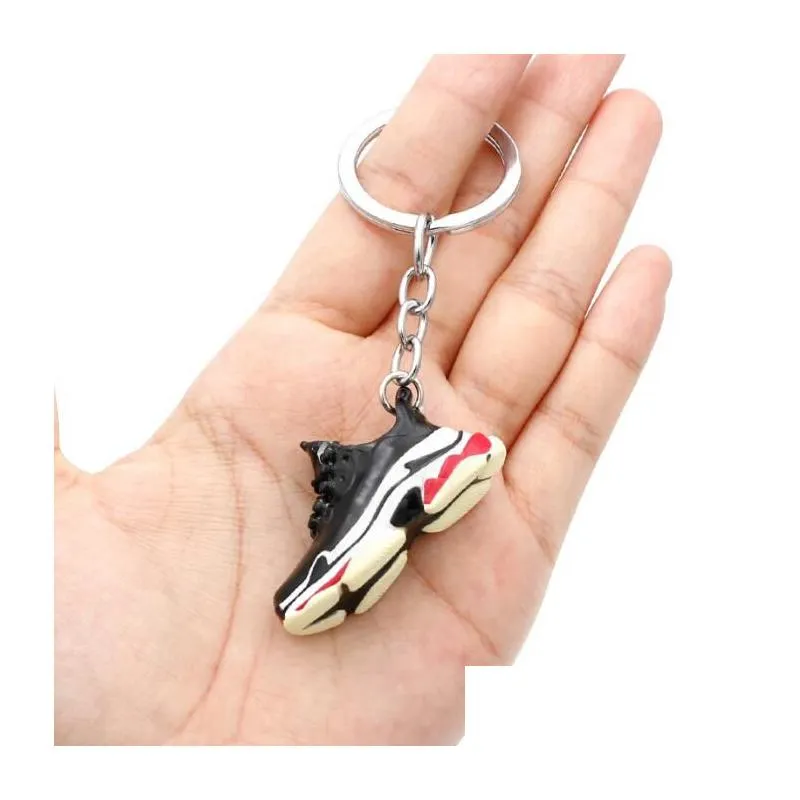 enamelled designer chunky shoes keychain men woman three-dimensional sneakers keychains car keyring creative ornament