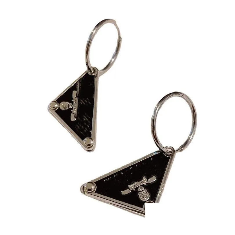 famous design triangle earrings mens earring hoop women triangle earings black and white party jewelry ornaments simple elegant