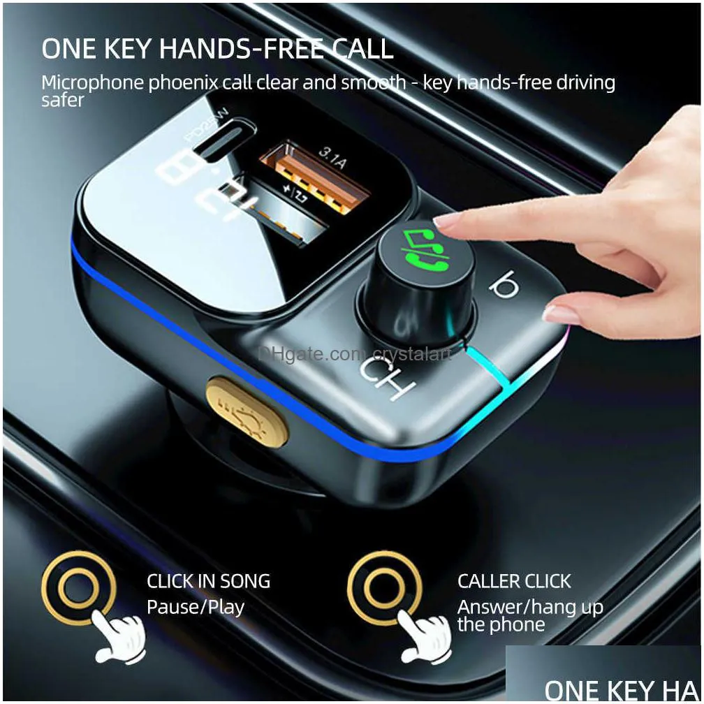 dual usb car  fm transmitter bluetooth adapter pd 25w quick  hands stereo mp3 music player colorful lights