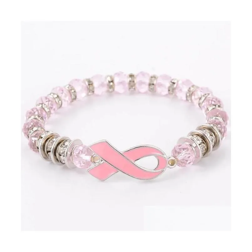 pink ribbon diamond bracelets bangle for women breast cancer awareness bracelet