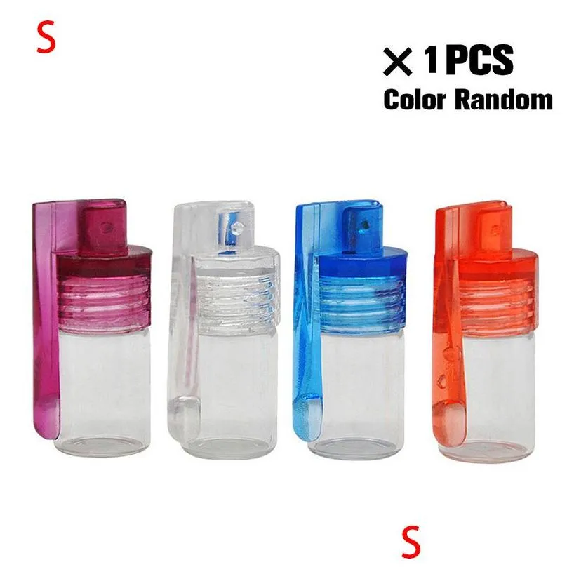 wholesale 1Pcs 36mm/51mm Portable Glass Bottle Snuff Snorter Acrylic Pill Case Random Color