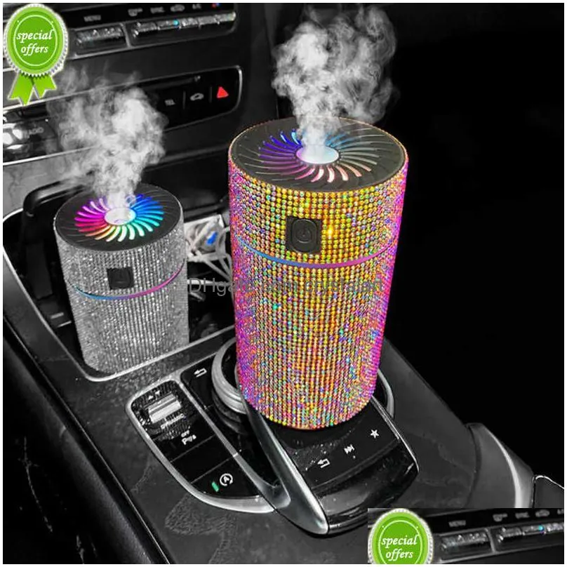 car diffuser humidifier with led light crystal diamond auto air purifier aromatherapy diffuser air freshener car accessories