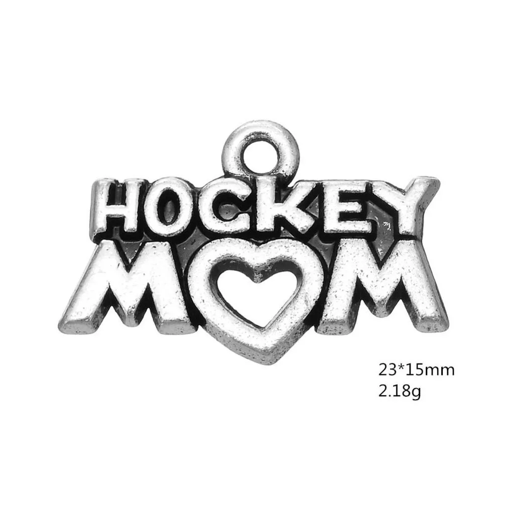  fashion easy to diy 20pcs gift message hockey mom charms jewelry for women jewelry making fit for necklace or