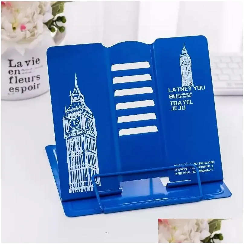 custom metal desktop reading rack foldable book stand any pattern a4 a5 a6 storage book ends desk accessories wholesale