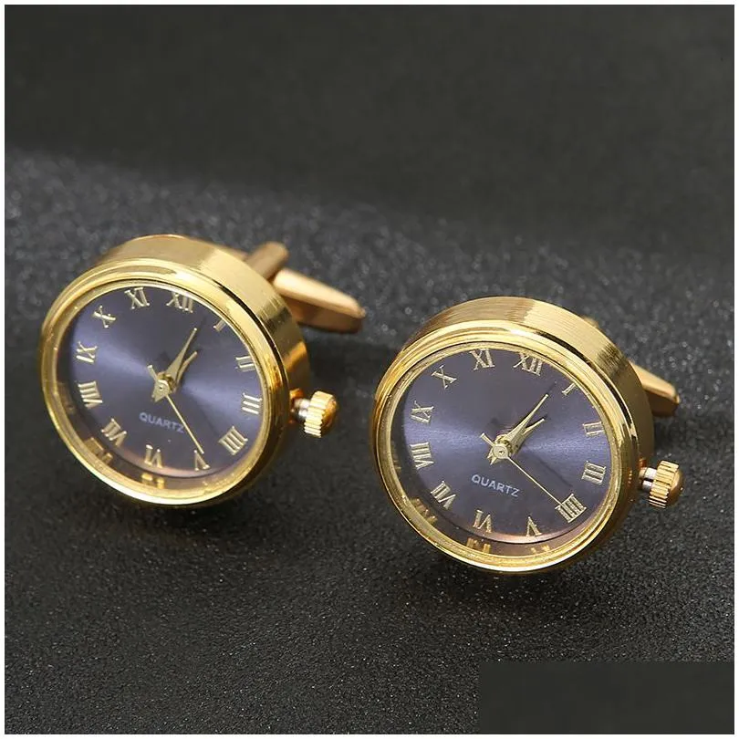 cuff links watch links for men business functional electronic buckle man shirt suit pointer clock gold anniversary gift 230223