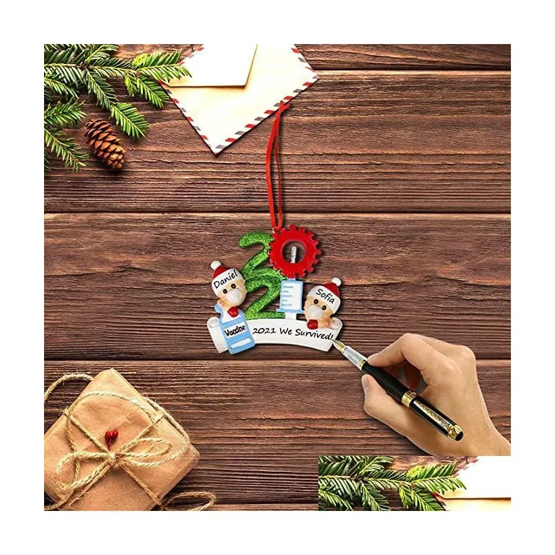 dhl quarantine personalized christmas 2021 decoration diy hanging ornament cute snowman pendant social distancing party fast free delivery abs