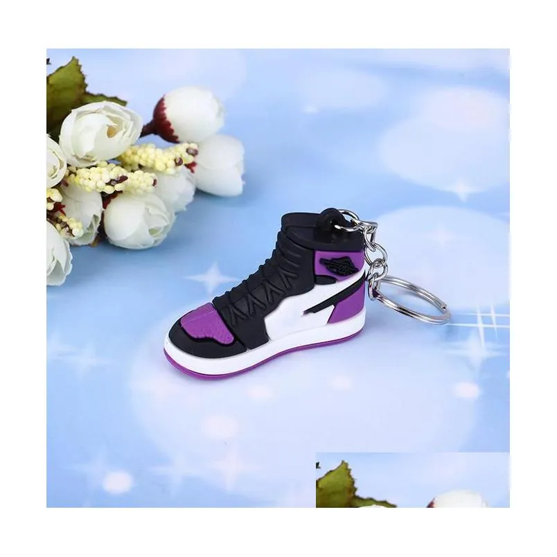 14 colors designer mini 3d sneaker keychain men women kids key ring gift shoes keychains handbag chain basketball keychain silicone