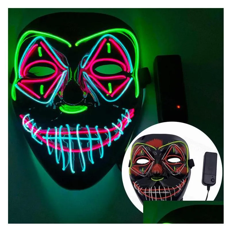 halloween mask led light up glowing party funny masks the purge election year great festival cosplay costume supplies coser face sheild us