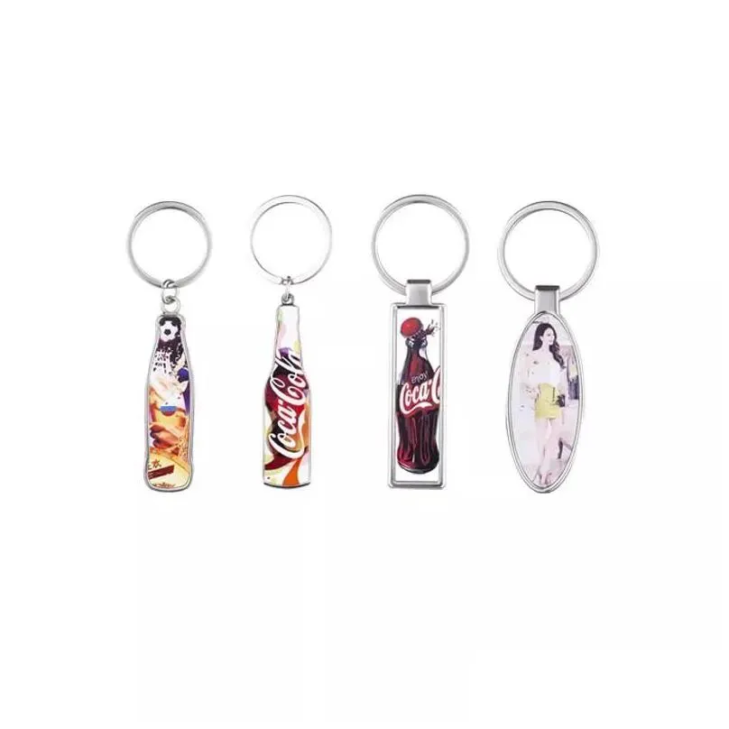 sublimation blank bottle opener favor metal oval-shaped keychain diy drink bottle shape corkscrew festival party supplies wholesale