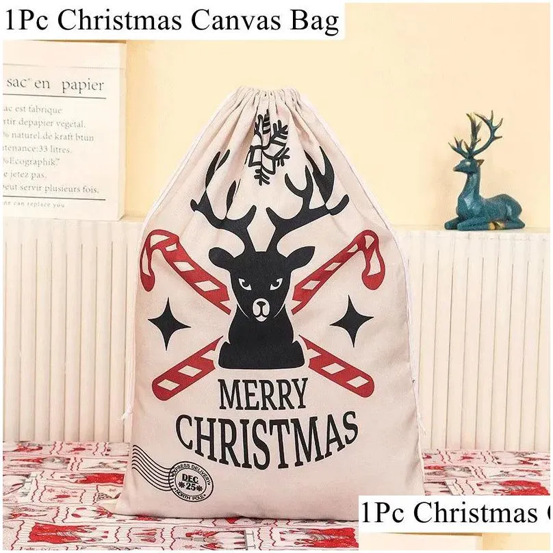 santa sacks christmas decorations gift drawstring canvas large santa claus gift bags wholesale