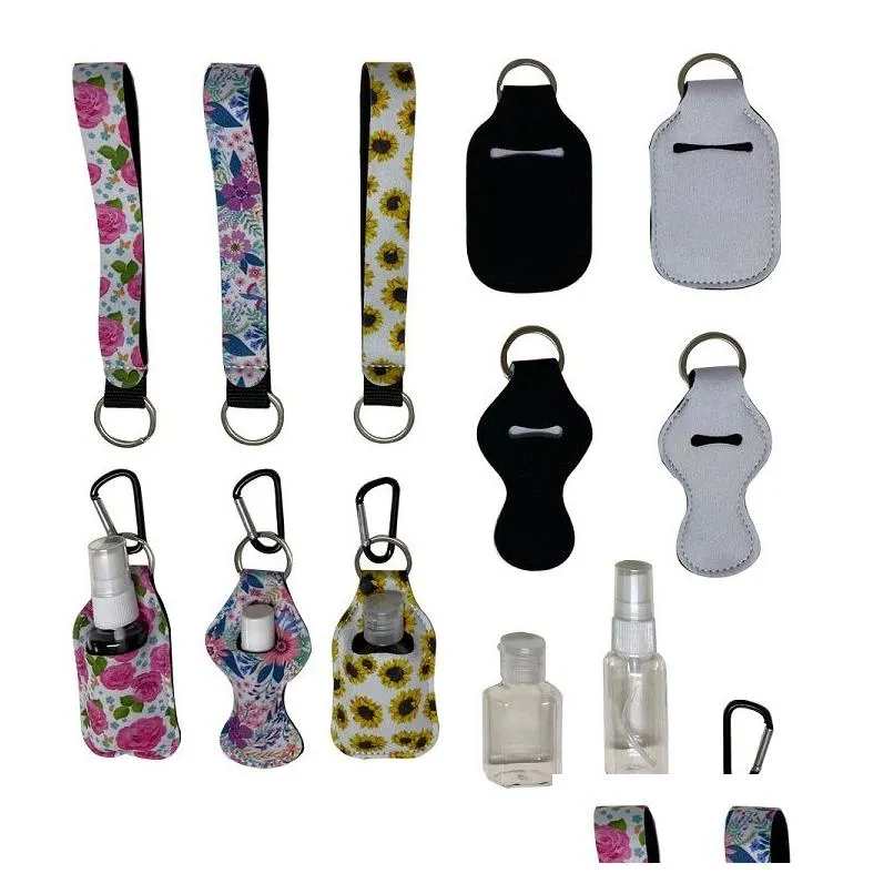 229 Styles Neoprene Hand Sanitizer Bottle Holder Keychain Bags 30ml Hand Sanitizer Bottle Wristlet Keychain Chapstick Holder