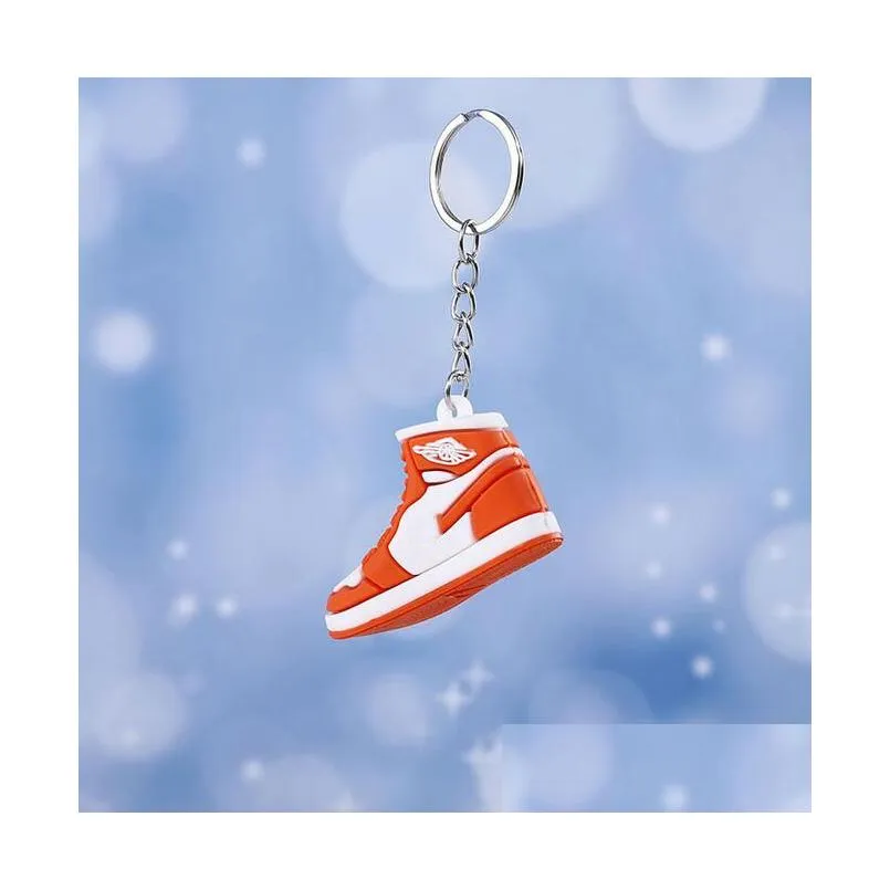 14 colors designer mini 3d sneaker keychain men women kids key ring gift shoes keychains handbag chain basketball keychain silicone