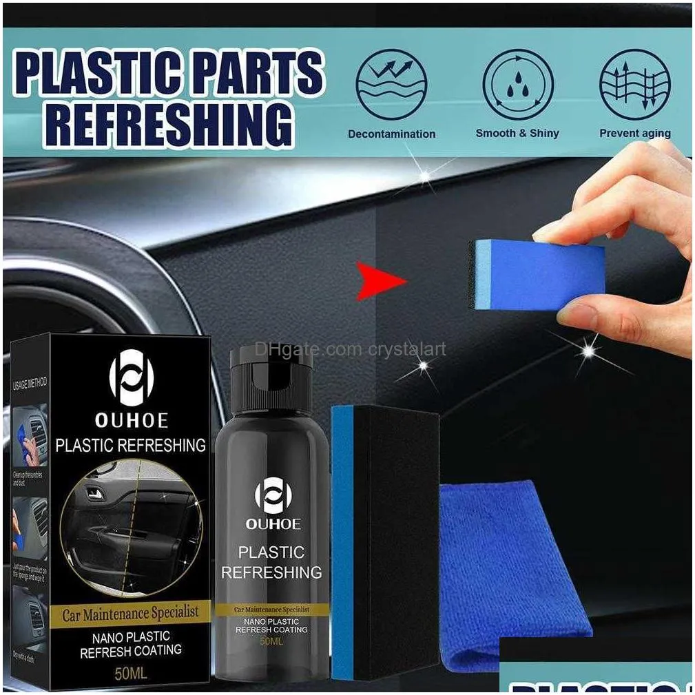 car maintenance specialist plastic refresh coating refurbish agent cleaning products restorer cleaner with sponge towel kit