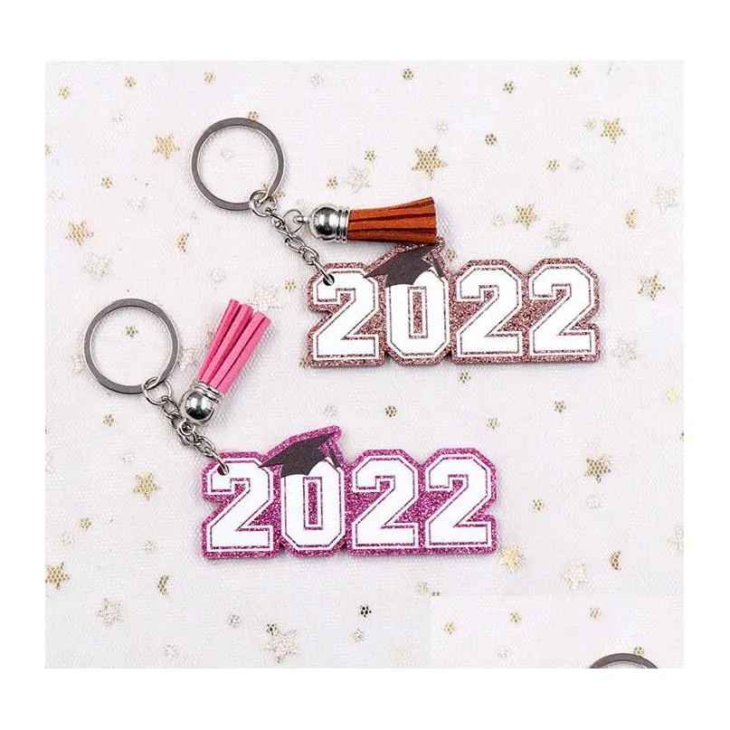 2022 graduation acrylic keychain tassel letter pendant keychains car bag decoration key ring