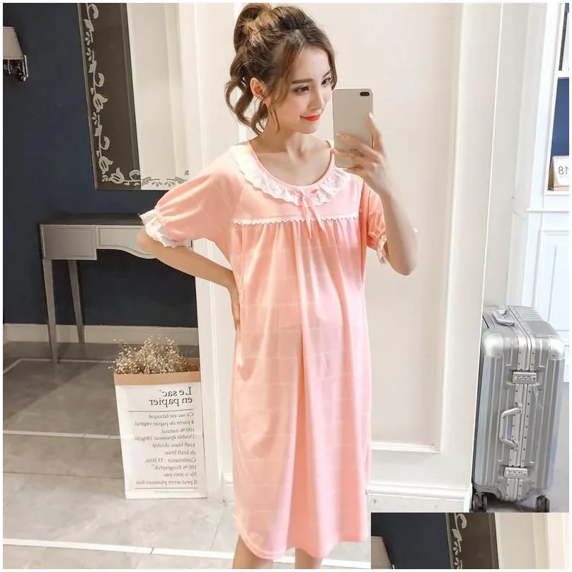 Dollplus Breastfeeding Sleepwear Cute Print Nightgown for Pregnant Woman Maternity Dress Pijamas Pregnancy Nursing Nightdress