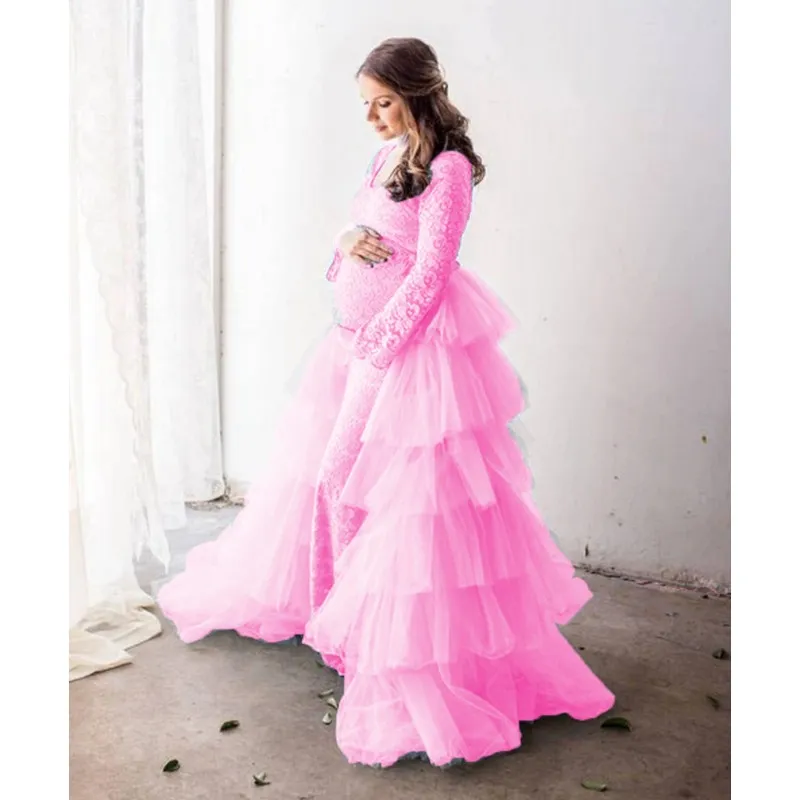 Blue Tulle Women Long High Low Tiered Tulle Skirt for Pregnant Woman Photo Shoot CUSTOM MADE