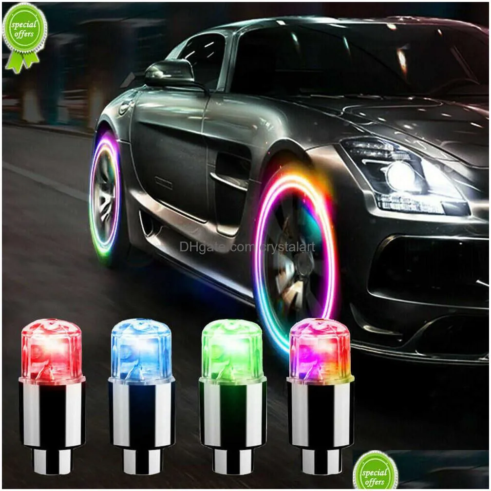 4 pcs wheel lights cap car auto wheel tire tyre air valve stem led light cap cover accessories for bike car motorcycle waterproo